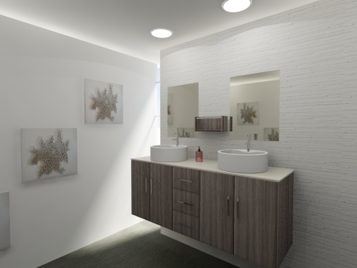 浴室柜白色洗脸盆和双镜洗手盆缩略图